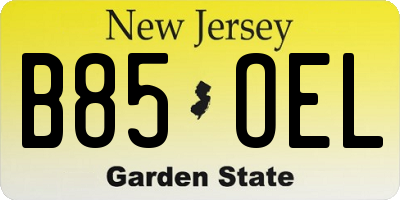 NJ license plate B85OEL