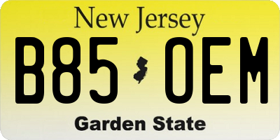 NJ license plate B85OEM