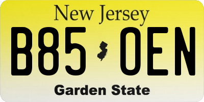 NJ license plate B85OEN