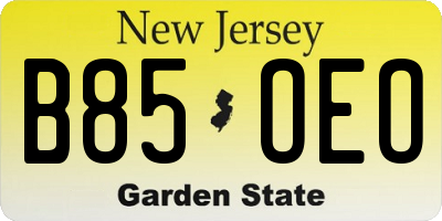 NJ license plate B85OEO