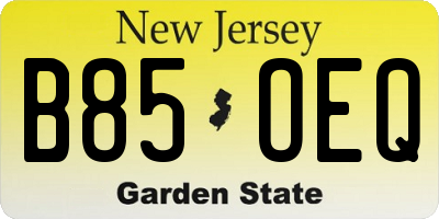 NJ license plate B85OEQ