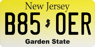 NJ license plate B85OER