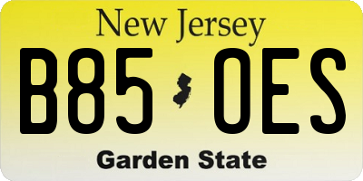NJ license plate B85OES