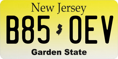 NJ license plate B85OEV