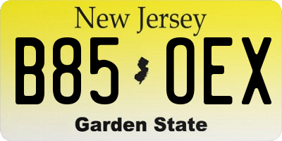 NJ license plate B85OEX