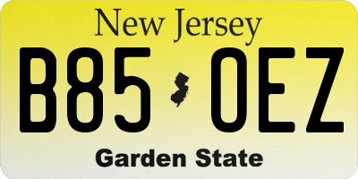 NJ license plate B85OEZ