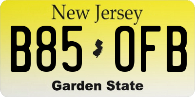 NJ license plate B85OFB