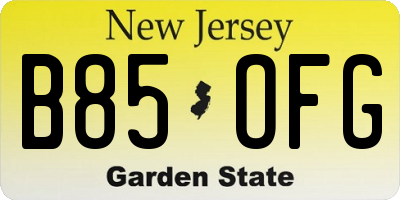 NJ license plate B85OFG
