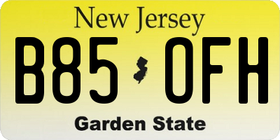 NJ license plate B85OFH