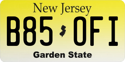 NJ license plate B85OFI