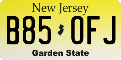 NJ license plate B85OFJ