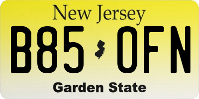 NJ license plate B85OFN