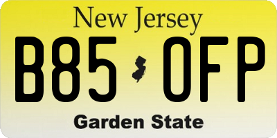NJ license plate B85OFP