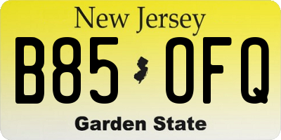 NJ license plate B85OFQ