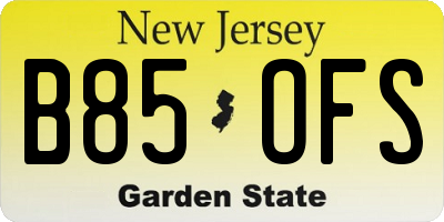 NJ license plate B85OFS