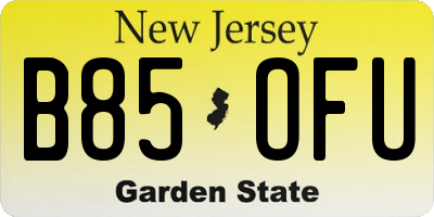 NJ license plate B85OFU