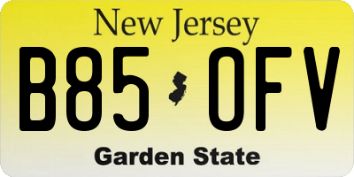 NJ license plate B85OFV