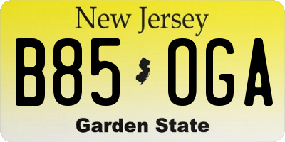 NJ license plate B85OGA