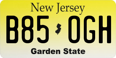 NJ license plate B85OGH