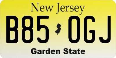 NJ license plate B85OGJ