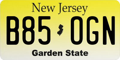 NJ license plate B85OGN