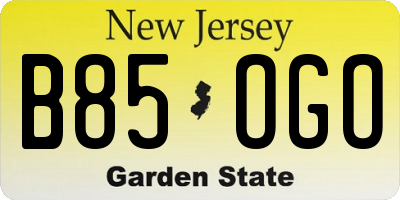NJ license plate B85OGO