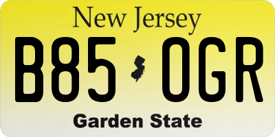 NJ license plate B85OGR