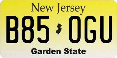 NJ license plate B85OGU