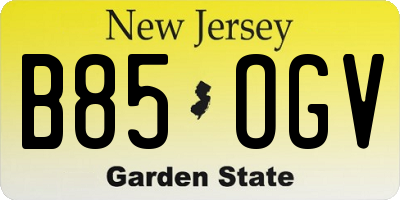 NJ license plate B85OGV