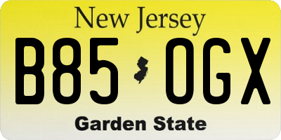 NJ license plate B85OGX
