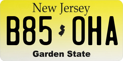 NJ license plate B85OHA