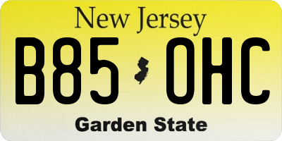 NJ license plate B85OHC