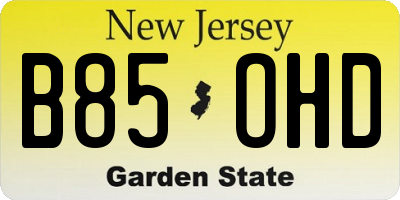 NJ license plate B85OHD