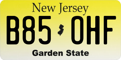 NJ license plate B85OHF