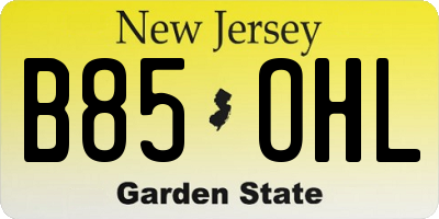 NJ license plate B85OHL