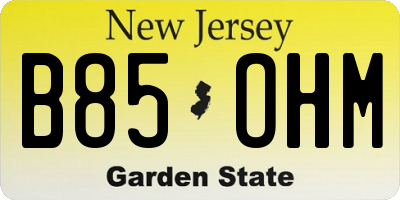 NJ license plate B85OHM