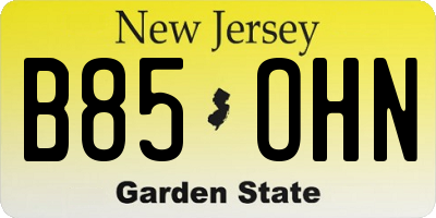 NJ license plate B85OHN