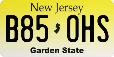 NJ license plate B85OHS