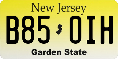 NJ license plate B85OIH
