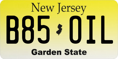 NJ license plate B85OIL