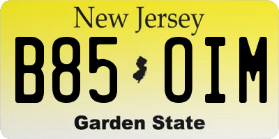 NJ license plate B85OIM