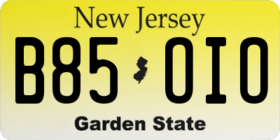 NJ license plate B85OIO
