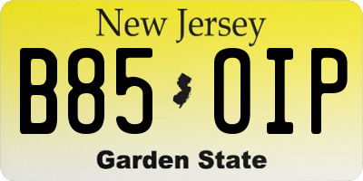 NJ license plate B85OIP
