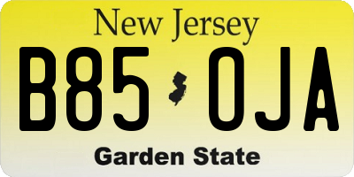 NJ license plate B85OJA