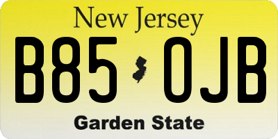 NJ license plate B85OJB