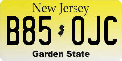 NJ license plate B85OJC