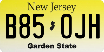 NJ license plate B85OJH