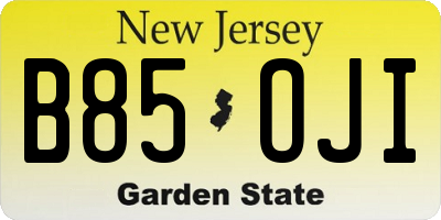 NJ license plate B85OJI