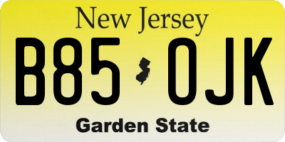 NJ license plate B85OJK