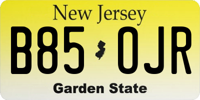 NJ license plate B85OJR